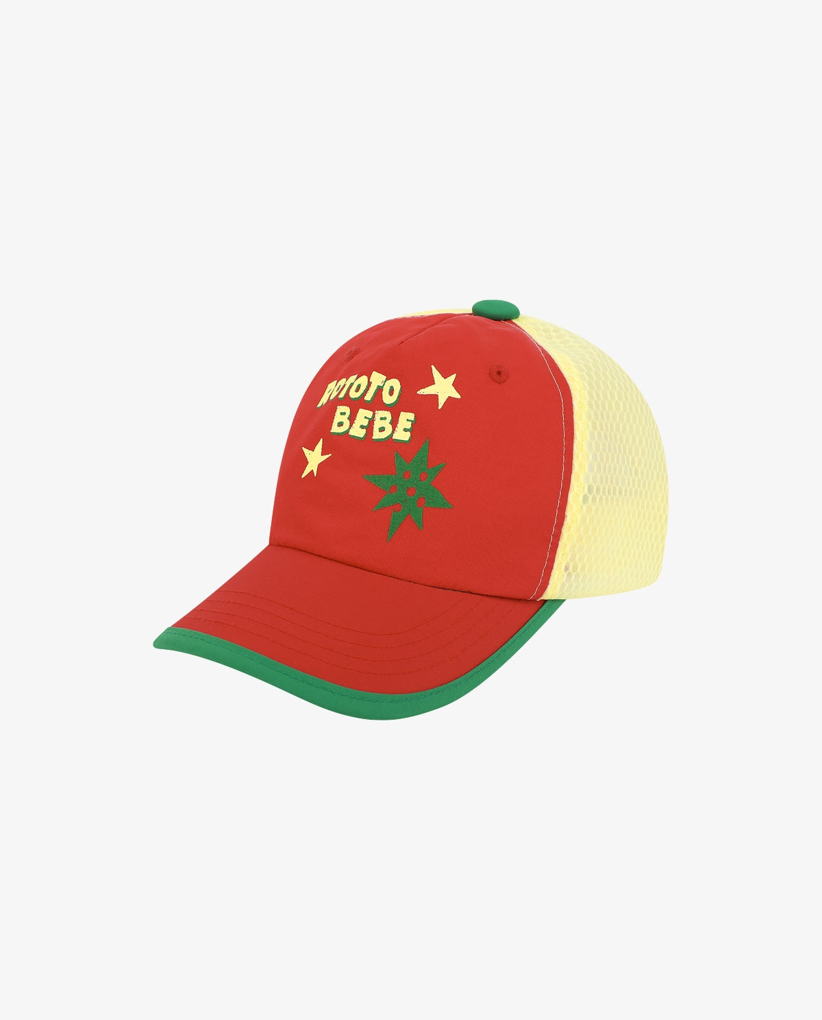 Red Mesh Color Block Cap