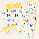 Colorful panda zip up rash guard swimsuit (flap cap set)