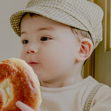 CHECK NEWSBOY CAP BEIGE / KHAKI