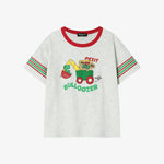 Single-sleeve striped T-shirt oatmeal