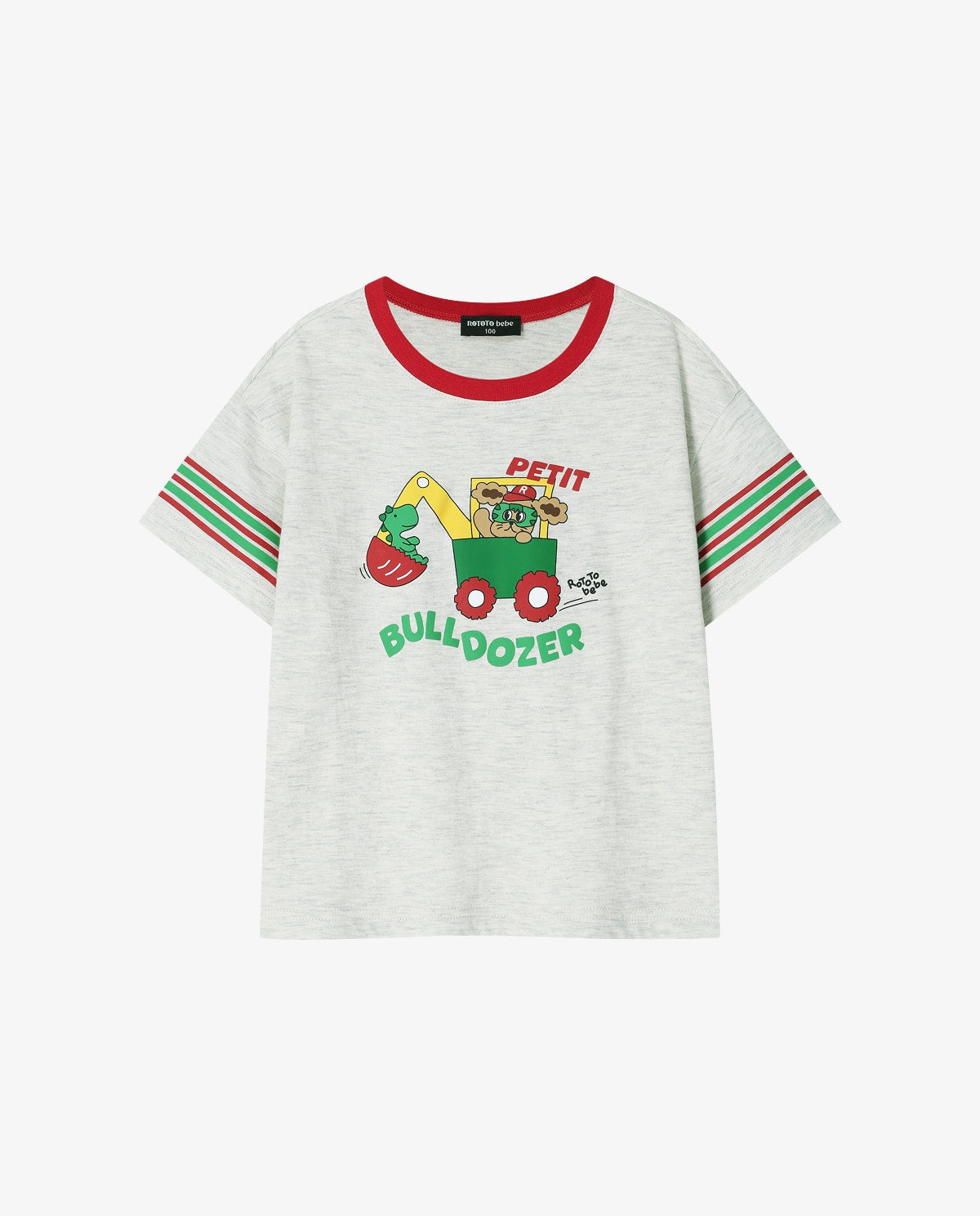 Single-sleeve striped T-shirt oatmeal
