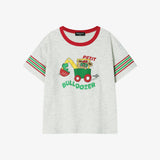 Single-sleeve striped T-shirt oatmeal