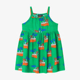 Green seersucker sleeveless dress