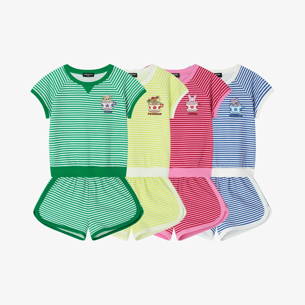 [ONLY KIDIKIDI] 비비드 스트라이프 셋업 (4colors)
