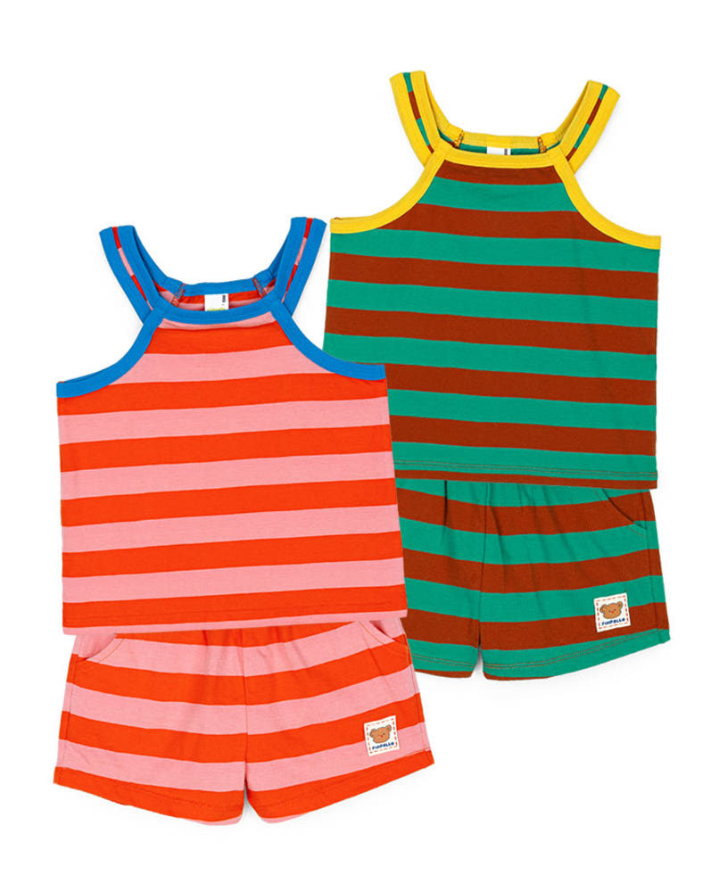 [Pimpoyo] Waist-striped Two-Piece Set (2 Colors)