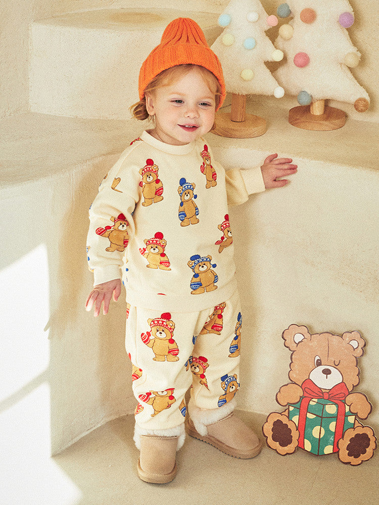 Hello Winter Bear Bump Top and Bottom Set