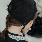 Joan Lace Bonnet Hat_Black
