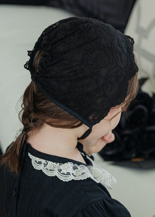 Joan Lace Bonnet Hat_Black