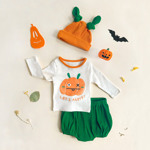 Pumpkin Monster hat + top + bloomers  3-piece set