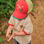 Red Mesh Color Block Cap