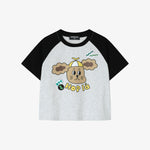Single raglan t-shirt in melange gray