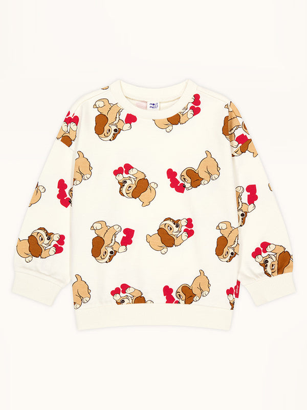 [Disney] Lady & Tramp Heart Top Man to Man T-shirt