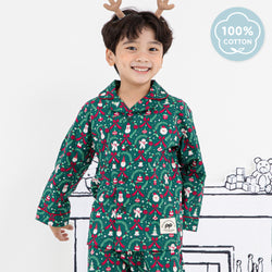 [PPIPPILONG FW] Winterless cotton fabric long sleeve pajamas top and bottom set