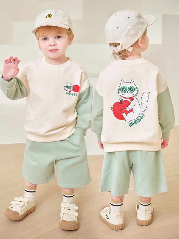 Cat apple top & bottom set