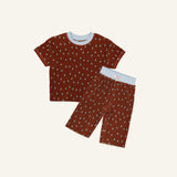Chocolate Mint Dot Pleats - Short Sleeve Set