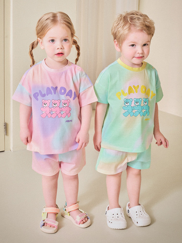 Bear Play Day short-sleeved Top & Bottom Set