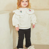 Heart lace collar ridged t-shirt