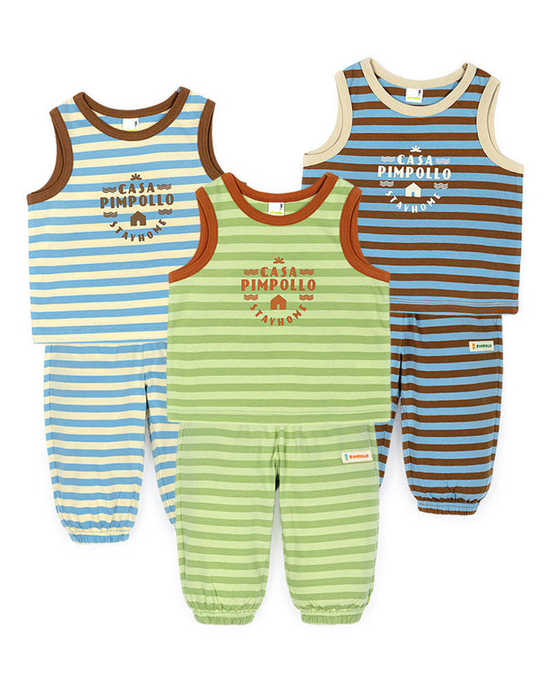 [Pimpollo] Roco sleeveless Stripe top and bottom set