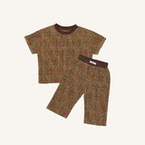 Heart Leopard Pleats - Short Sleeve Set