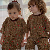 Heart Leopard Pleats - Short Sleeve Set