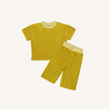 Honey Yellow Dot Pleats - Short Sleeve Set