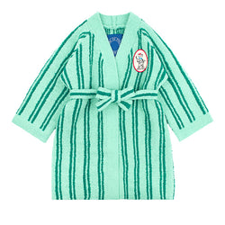 Mint stripe cat microfiber sweater robe