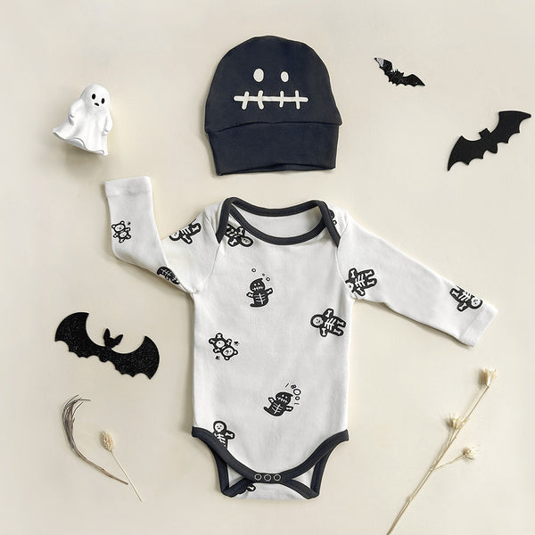 Skeleton Friends Romper SET ( Romper+Bonnet)