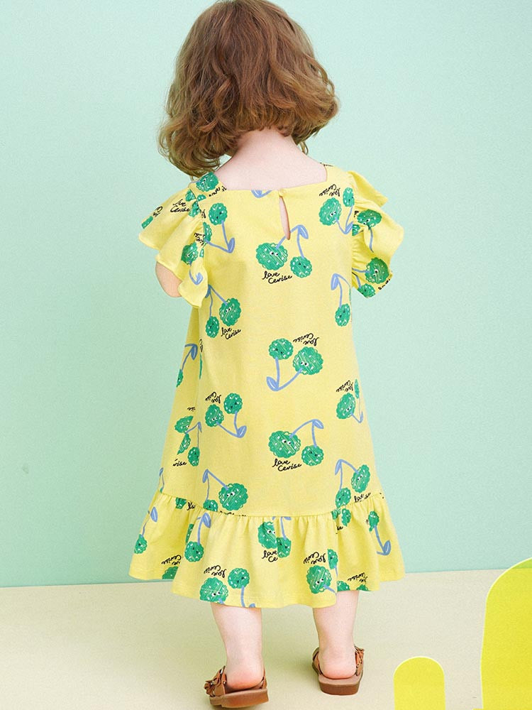 MOLLIMELLI Green cherry square dress