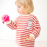 Puppy Stripe Black Red Heart T-shirt