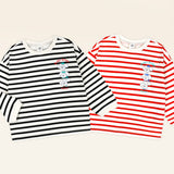 Puppy Stripe Black Red Heart T-shirt