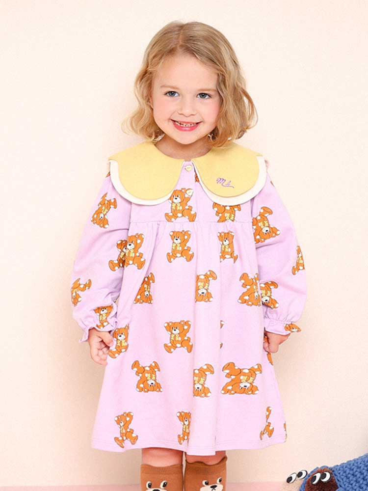 Mollimelli Heart Bear Scallop Collar One Piece