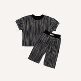 Modern Style Black Pleats - Short Sleeve Set
