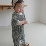 Modern Style Soft Khaki Pleats - Short Sleeve Set