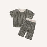 Modern Style Soft Khaki Pleats - Short Sleeve Set
