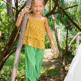 Pineapple Tiered Pleated Set (Sleeveless Top + Pants)