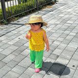 Pineapple Tiered Pleated Set (Sleeveless Top + Pants)
