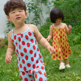Tomato Sleeveless Long Pants Pleated Set (Sky Blue/Yellow)