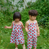 Tomato Sleeveless Long Pants Pleated Set (Sky Blue/Yellow)