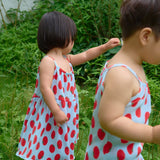Tomato Sleeveless Pleated Dress (Sky Blue/Yellow)
