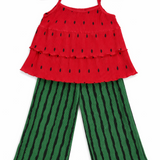 Watermelon Tiered Pleated Set (Sleeveless Top + Pants)