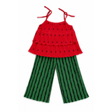 Watermelon Tiered Pleated Set (Sleeveless Top + Pants)