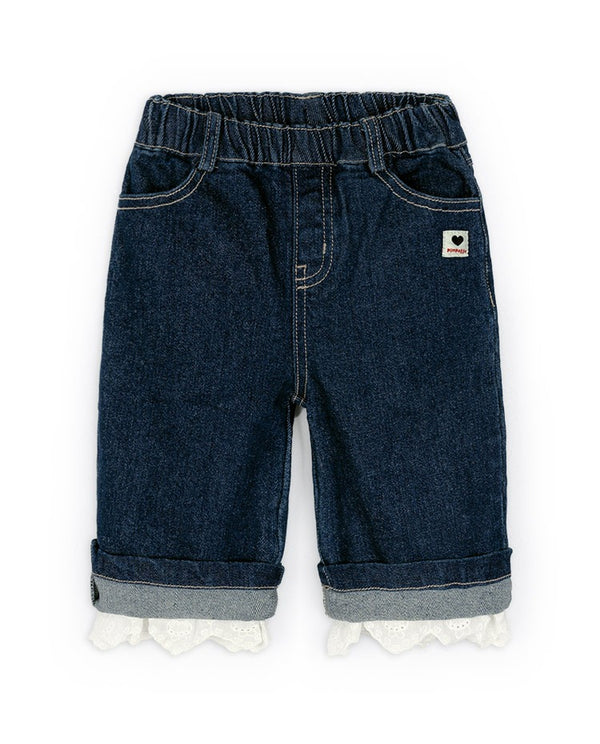 [Pimpollo] Forming lace denim pants