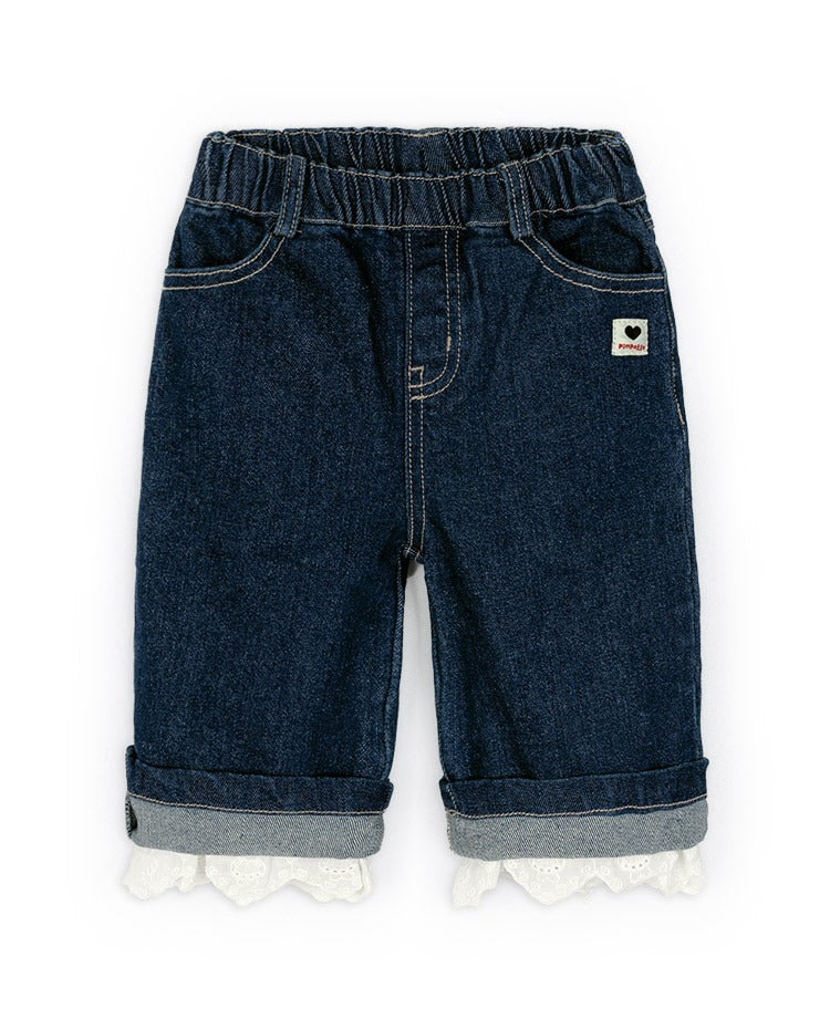 [Pimpollo] Forming lace denim pants