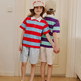 Apple Smile Vivid Collared T-shirt Red