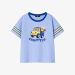 Single-sleeve striped T-shirt in blue