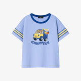 Single-sleeve striped T-shirt in blue
