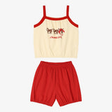 Cotton modal sleeveless loungewear red