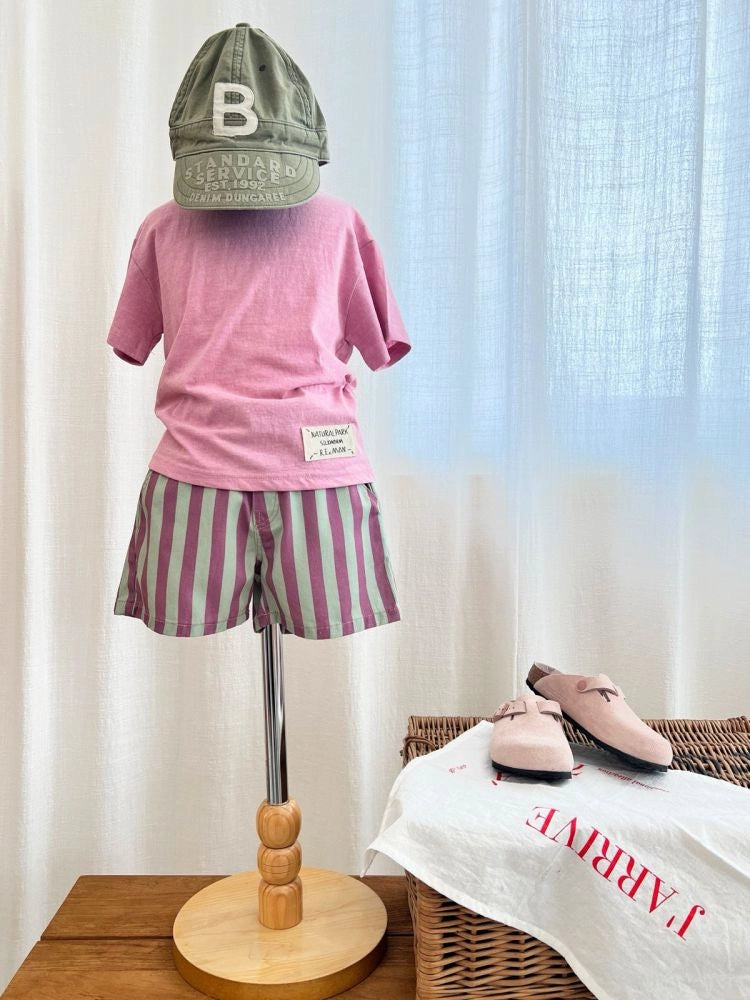 Apple Smile Border Stripe Shorts Mint