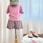 Apple Smile Border Stripe Shorts Mint
