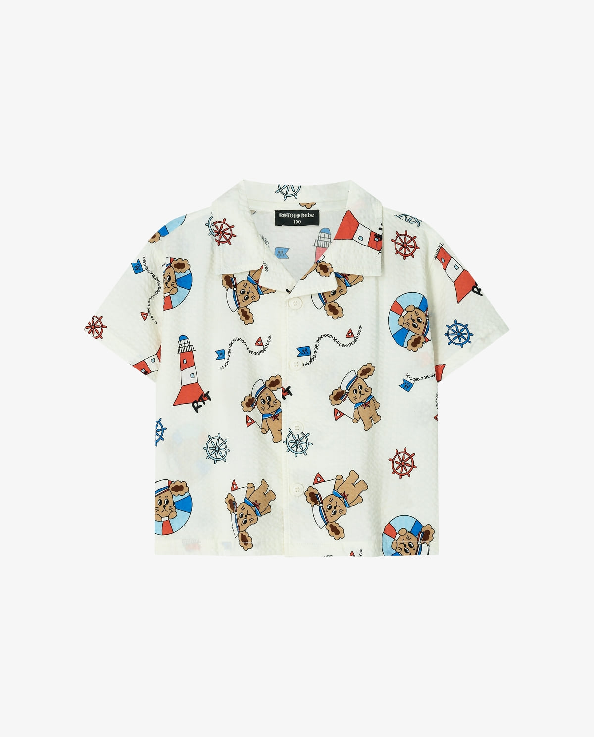 All-over seersucker shirt in ivory